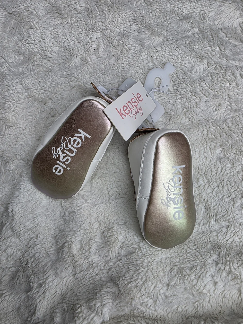 Kensie Baby White and Gold Infant Sneakers